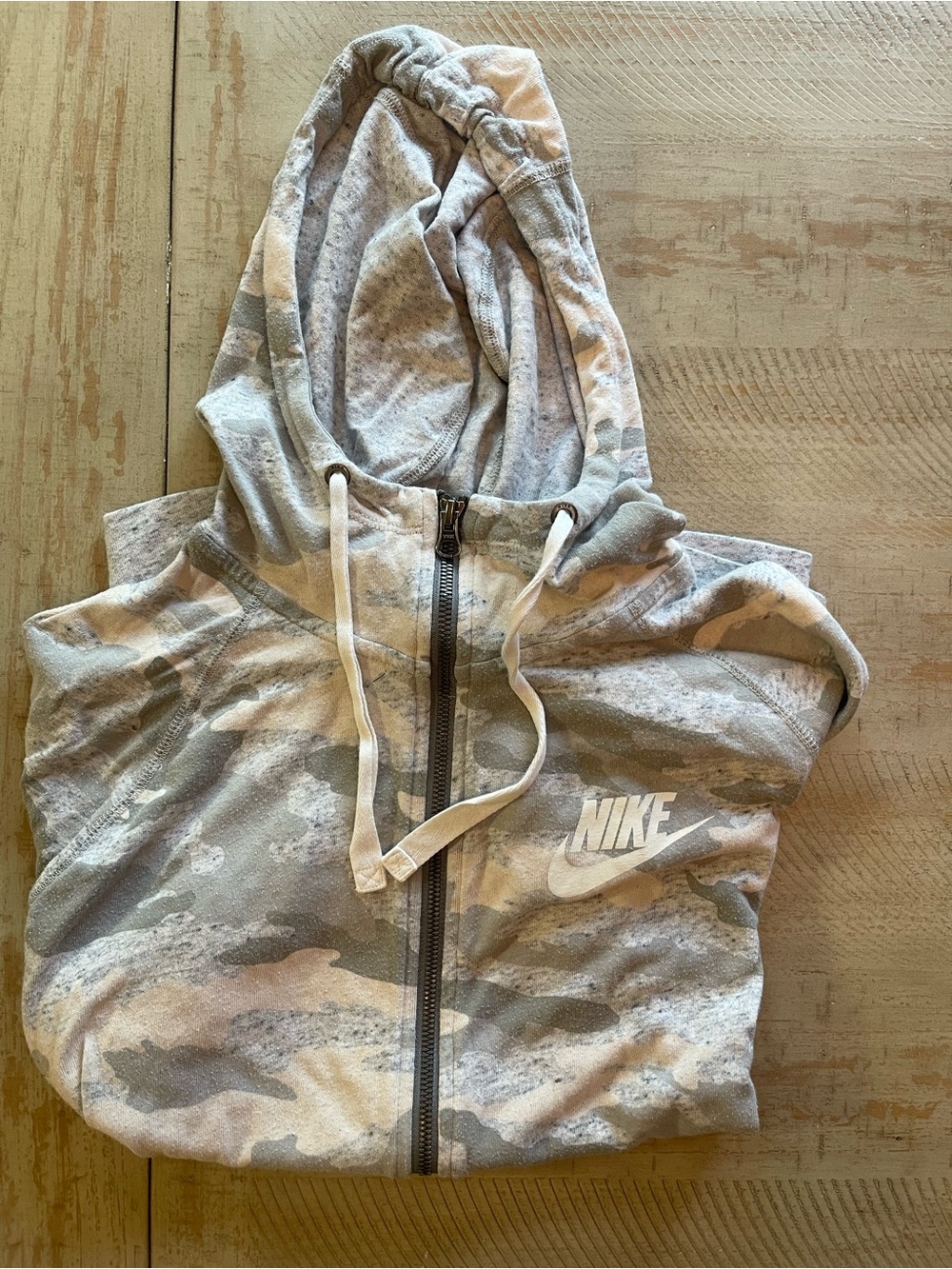 Nike Camouflage Zip Hoodie in Gray & Cream